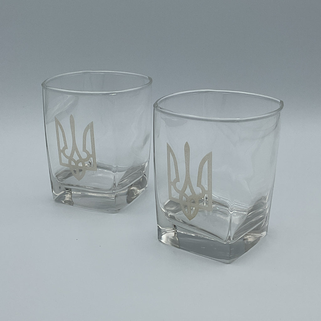 Tryzub Square Drinking Glass Set